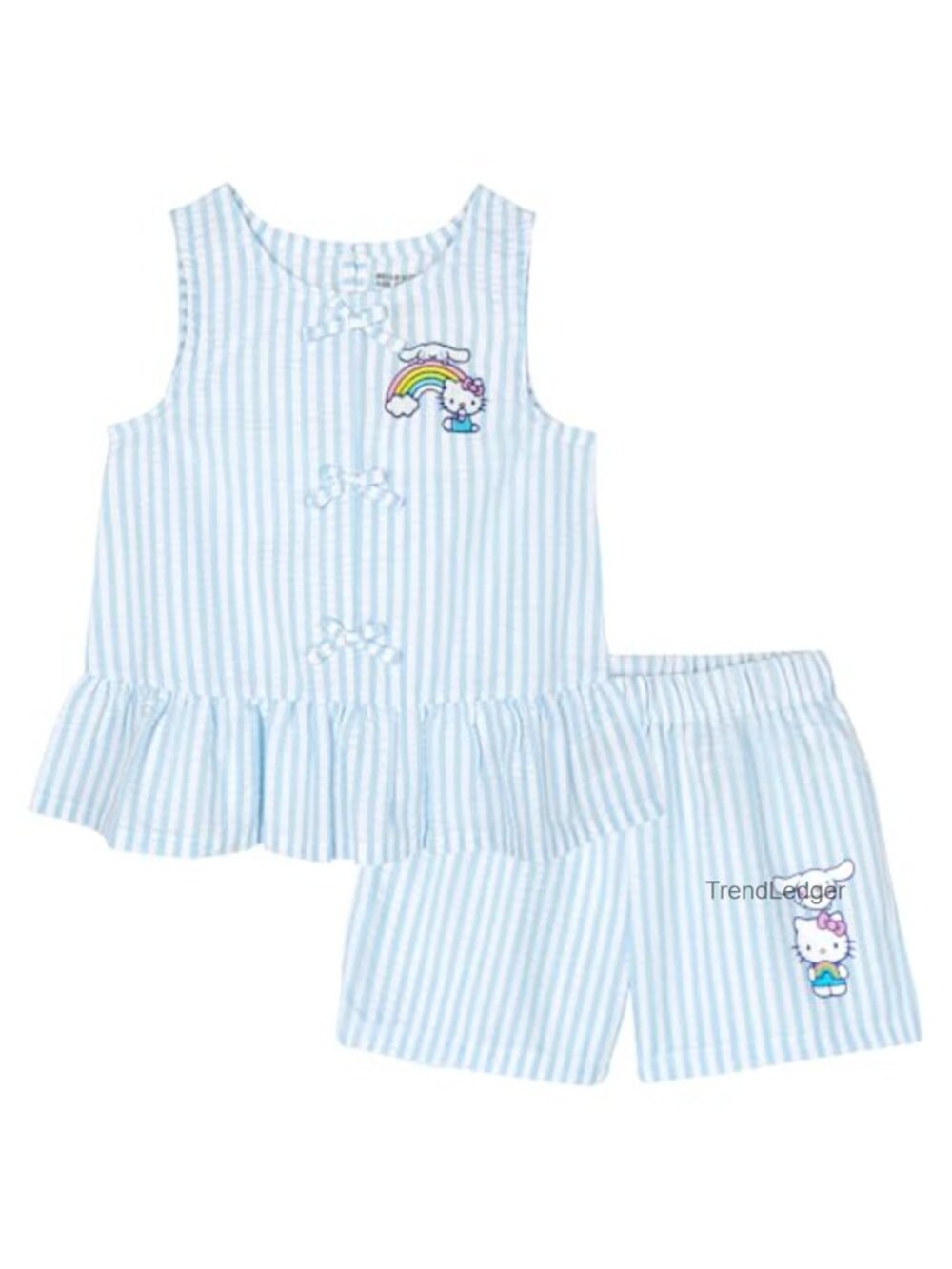 Girls' 2-Piece Seersucker Striped Top & Shorts Set